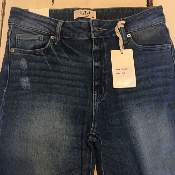 Letter to Juliette distressed hem skinny jeans cropped blue high rise - Picture 6 of 6